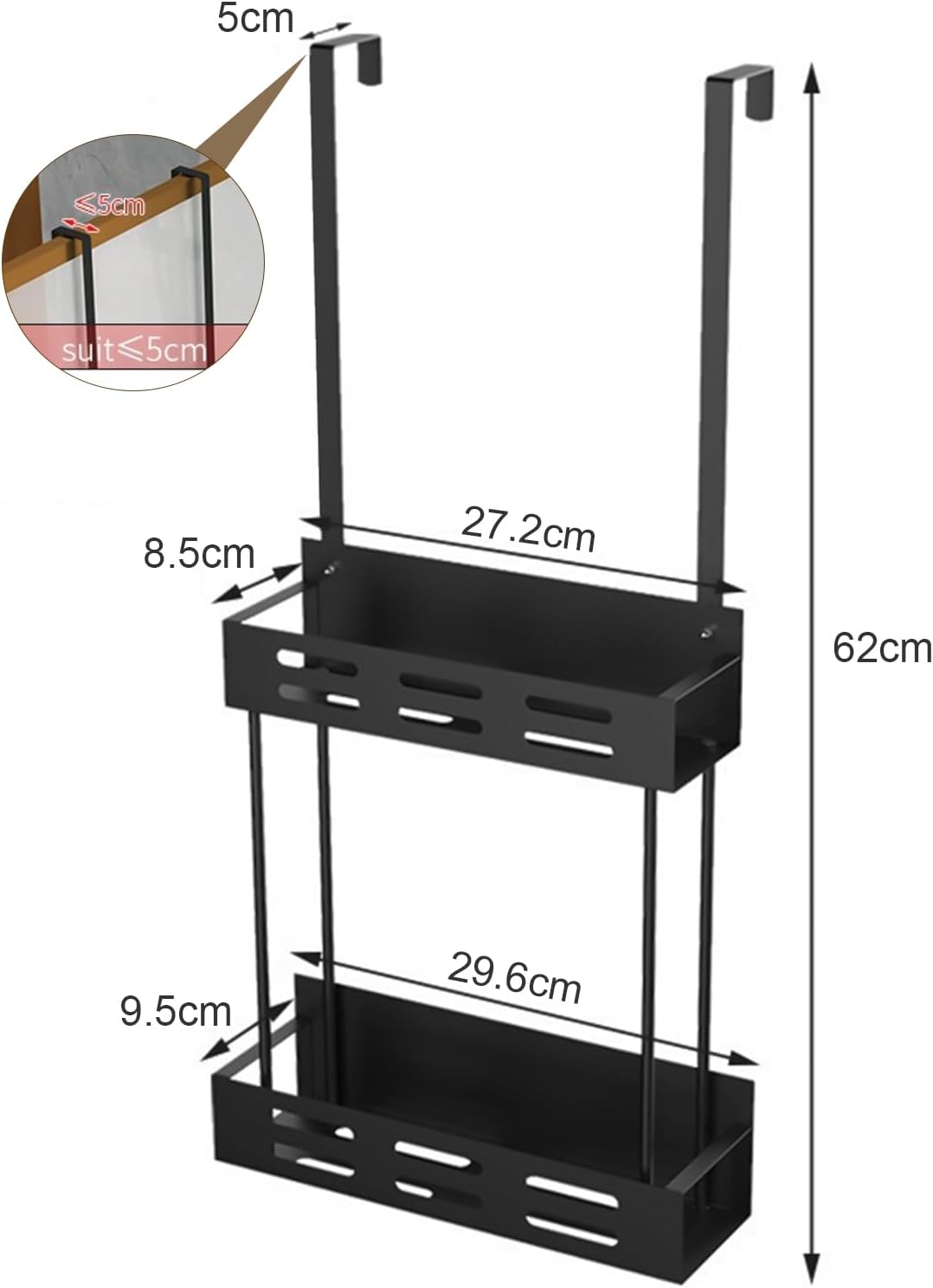CARLA HOME Over the Door 2-tier Shower Caddy Organizer Shelf with Hooks for Bathroom-1992735298336985089