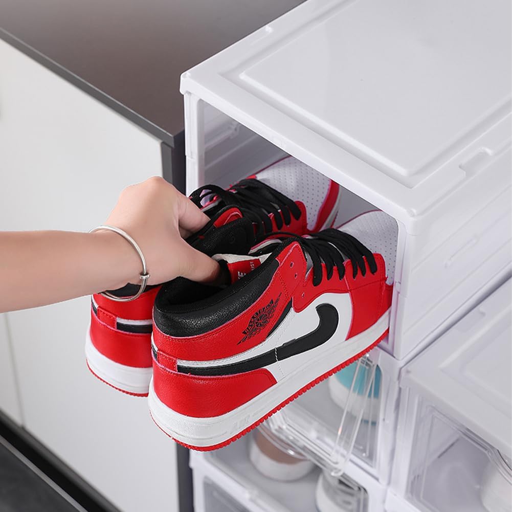 CARLA HOME 6-Tier Stackable Shoe Storage Box Organizer with Clear Door for Closet, Entryway or Cabinet-1992735297300992006