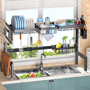 CARLA HOME Adjustable Over the Sink Dish Drying Rack with Utensil Holder, Hooks & Cutting Board Rack for Kitchen Counter Storage-1992735294436282368