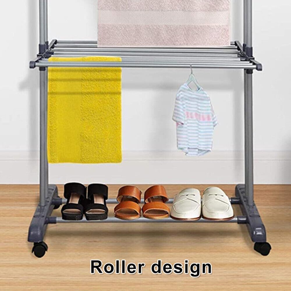 CARLA HOME Folding Clothes Drying Rack with Wheels and Adjustable Side Wings for Laundry Rack and Clothes Storage (Upgraded Model)-1992735299213594629