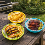 3 Pcs Round Plastic Snack Baskets Set - Mixed 3 Colours