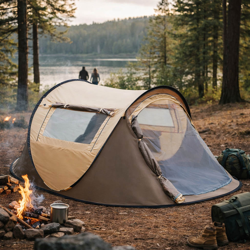 3 Person Instant Pop Up Dome Tent - Beige