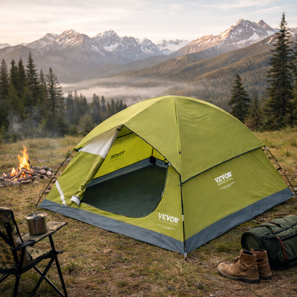 3 Person Pop up Camping Tent Waterproof - Green/Grey