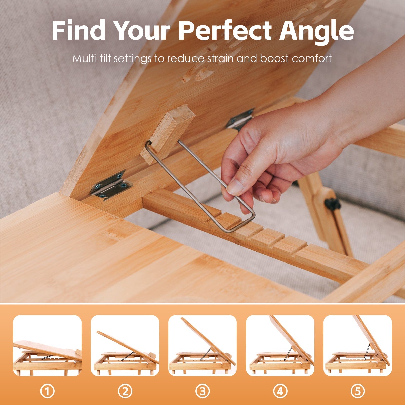 Foldable And Adjustable Bamboo Laptop Table Bed Tray - 03