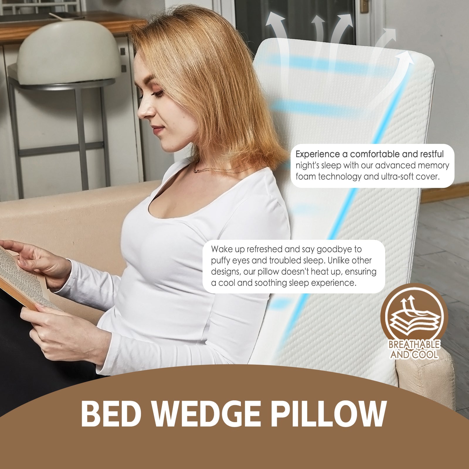 Clevinger Memory Foam Bed Wedge Back Support Pillow - 02