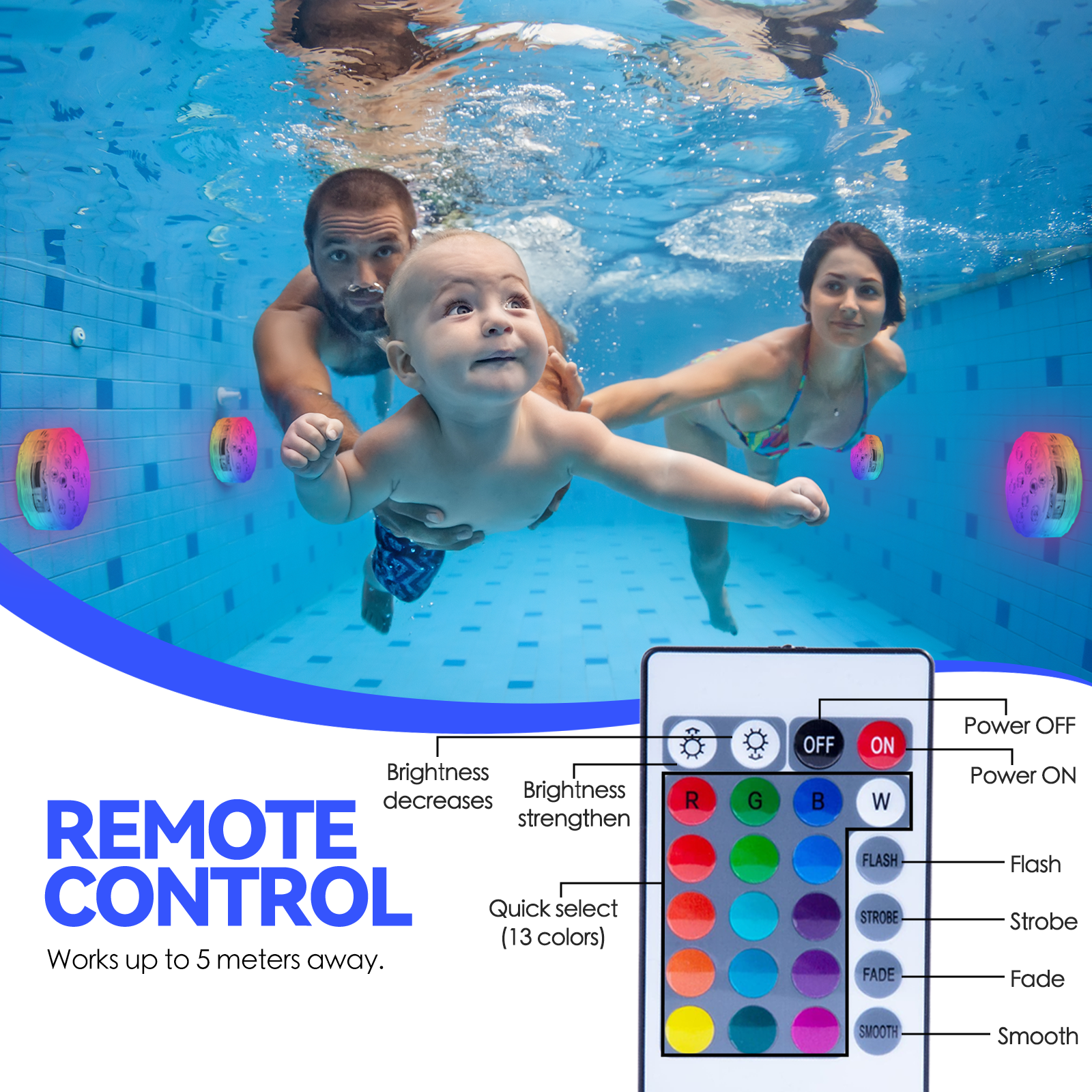 2 Pcs Lazy Dayz 13 Colors Led Remote Pool Light - 05