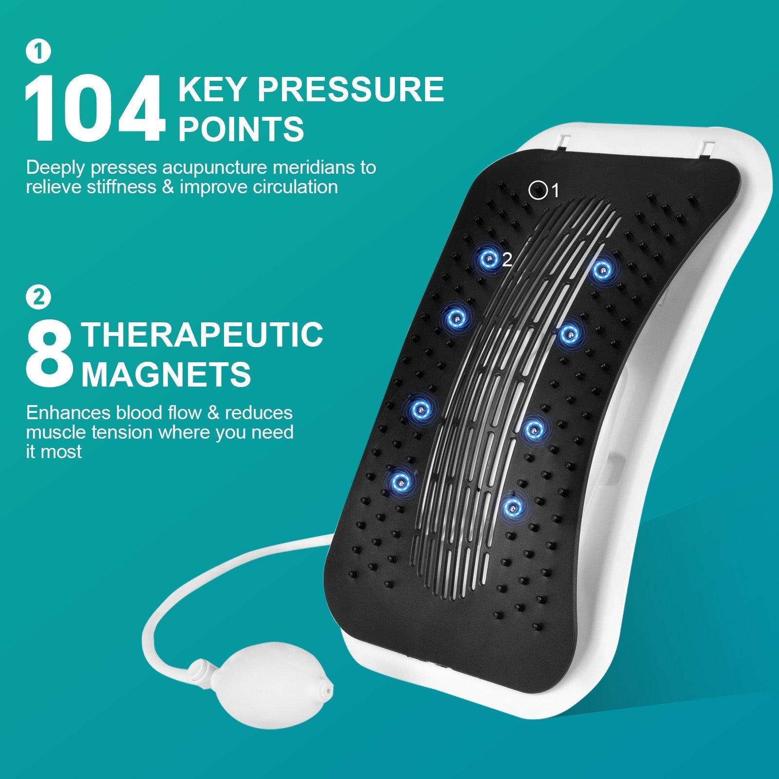 Adjustable Air Lumbar Spine Reliever Inflatable Back Stretcher With Acupressure Magnets - 03