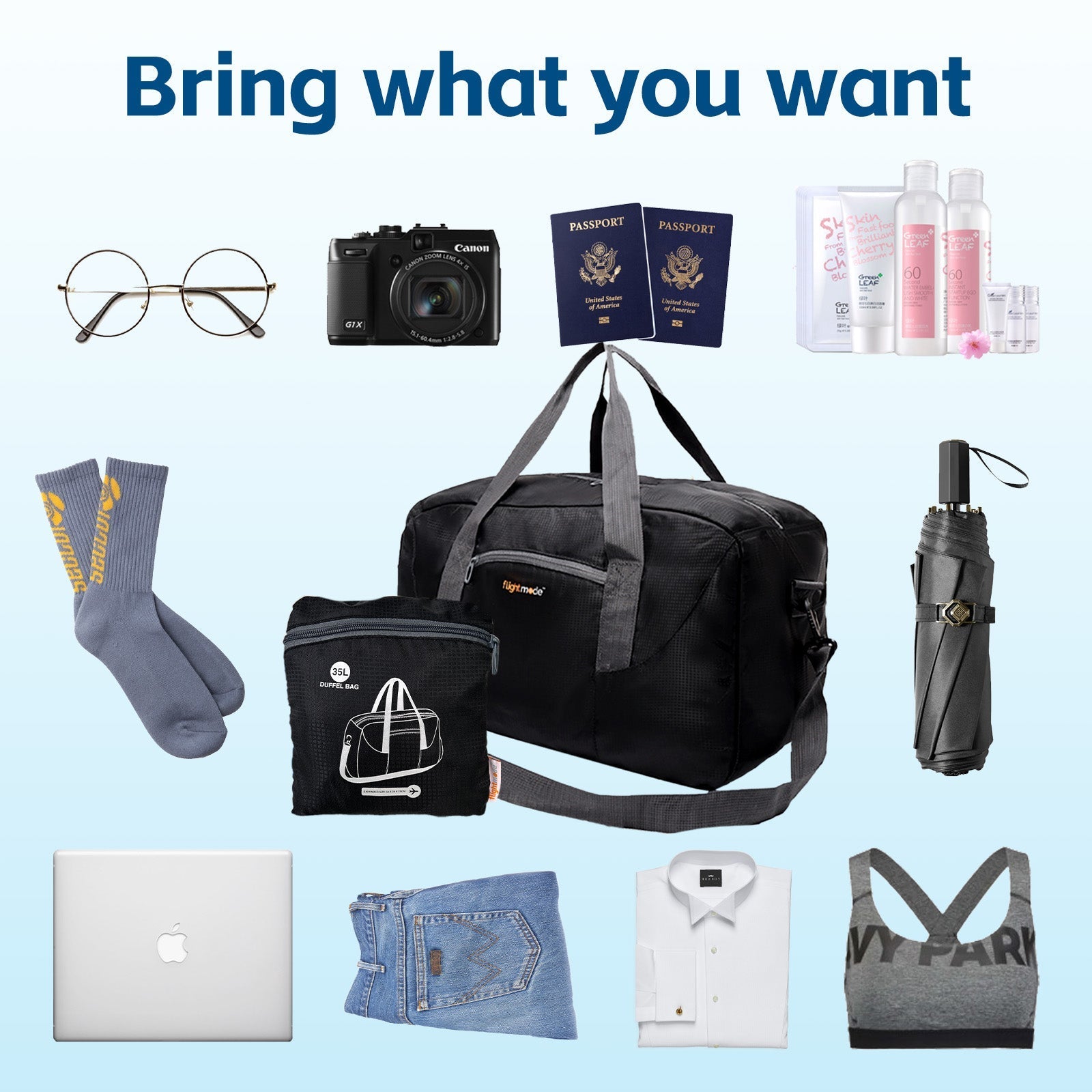35L Foldable Lightweight Duffel Travel Bag - 07
