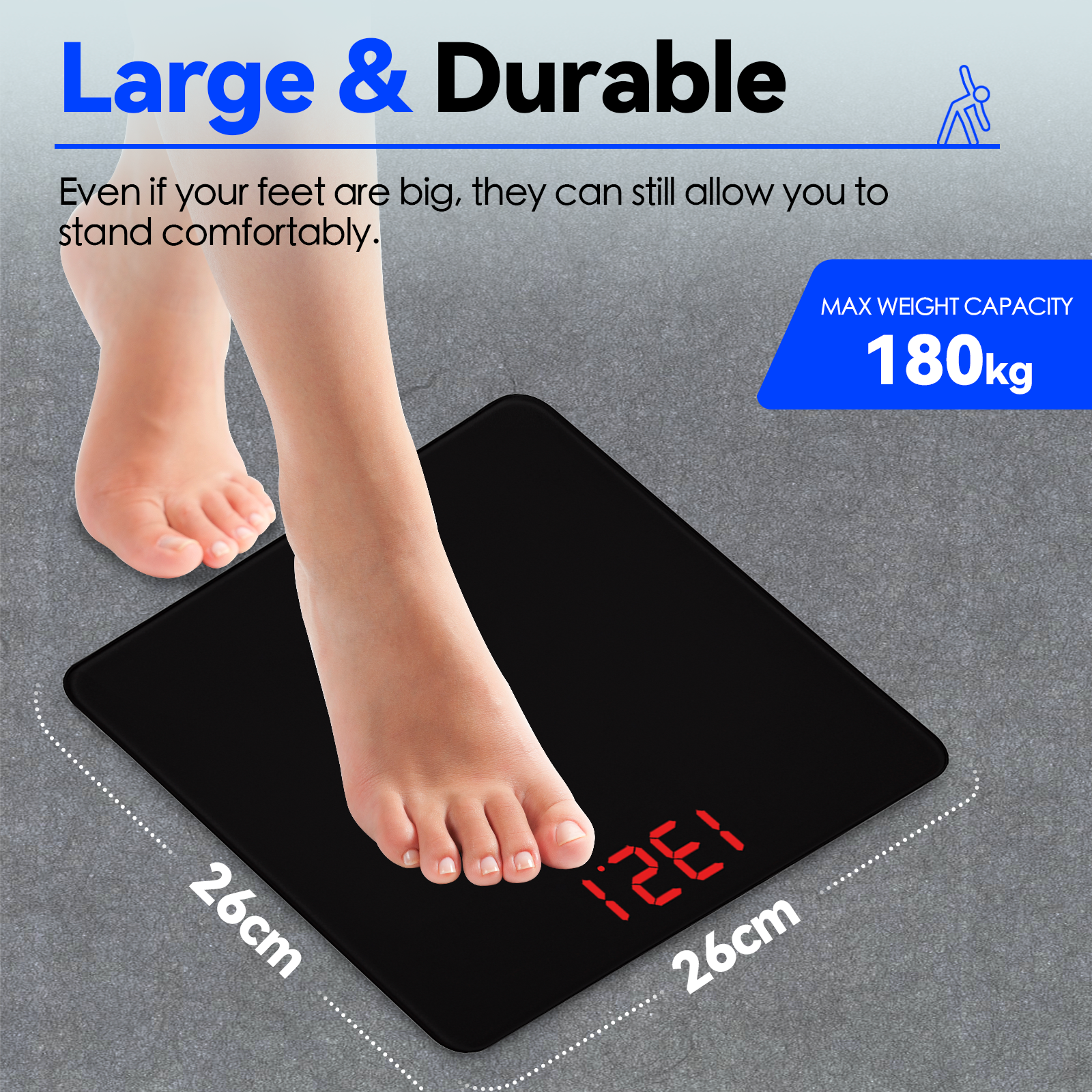 Clevinger Digital Glass Bathroom Scale Max Capacity 180Kg - 03