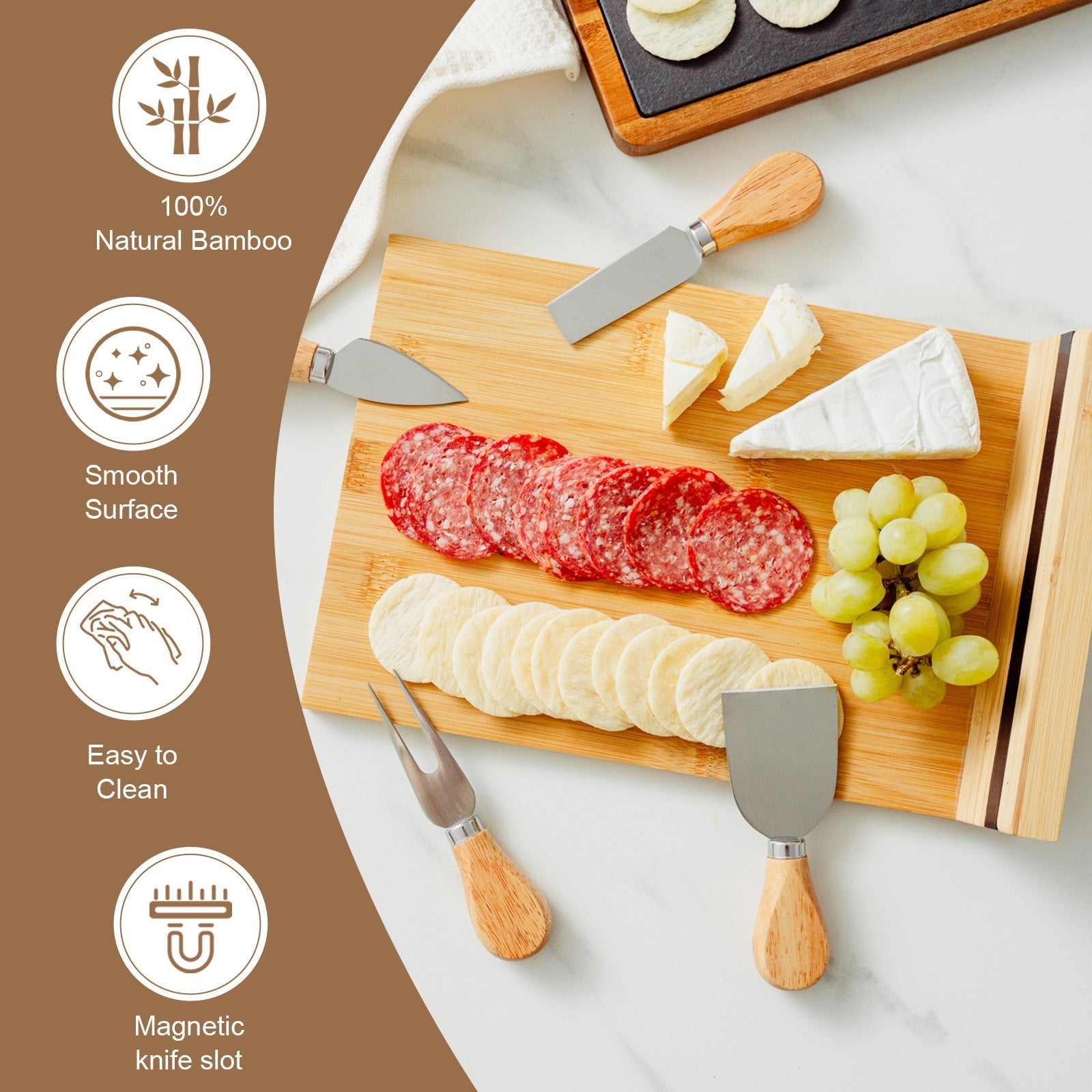 Bamboo Cheese Board And Knife Set - 04