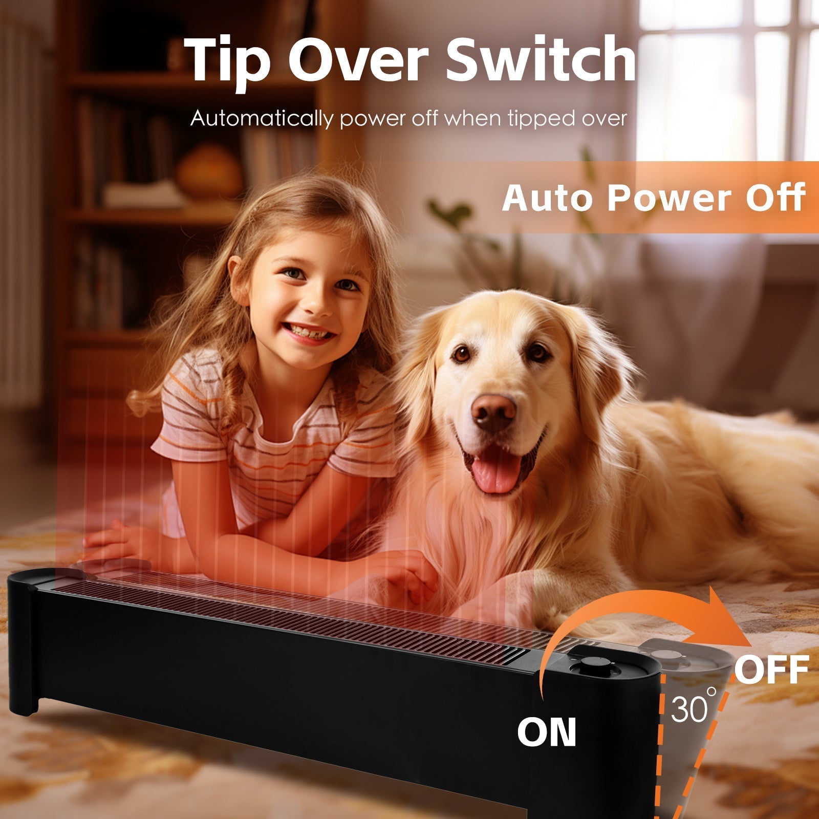 2200W Graphene Floor Electric Heater Fast Heating Energy Efficient Portable Indoor Heater - 03
