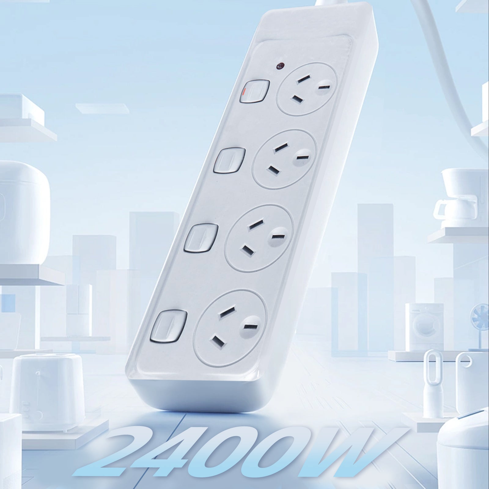 4 Outlet Power Board With Surge Protection With Individual Switches 1M Lead Cable - 16