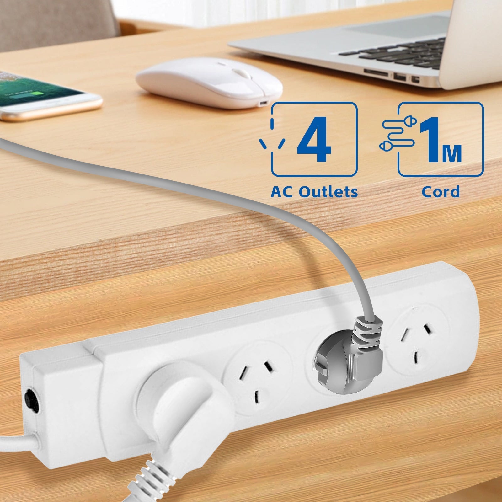 4 Outlet Power Board With 1 Meter Lead Cable - 05