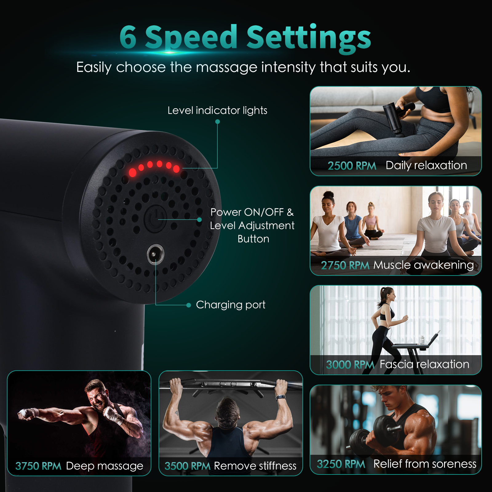 Remology Impact Therapy Percussive Massage Gun Includes 4 Heads - 06