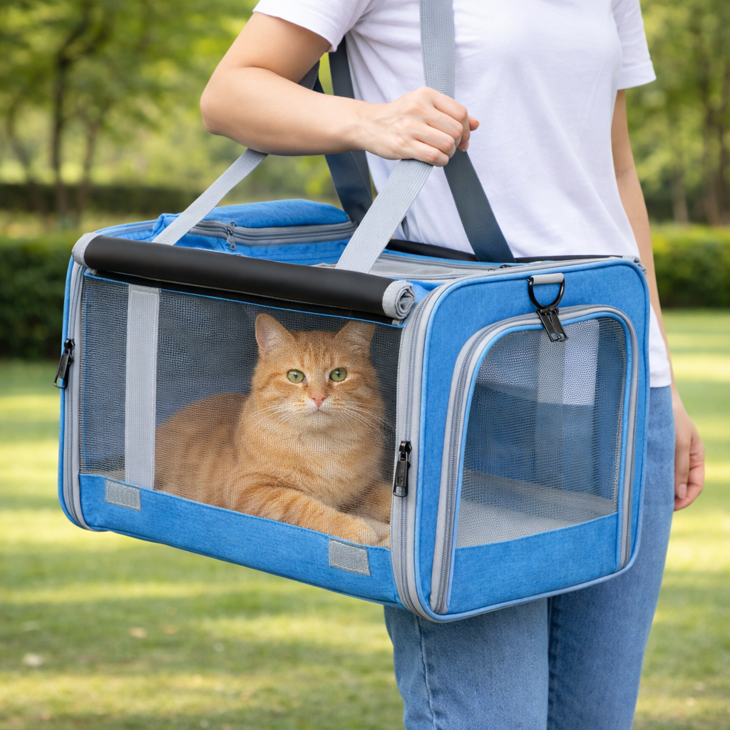 3 in 1 Pet Soft Crate Dog Cat Carrier Large Size - Blue