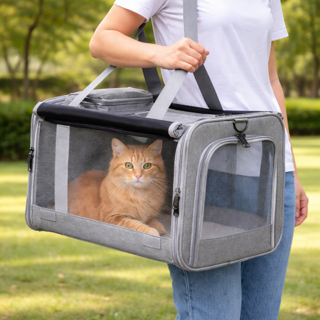 3 in 1 Pet Soft Crate Dog Cat Carrier Large Size - Grey
