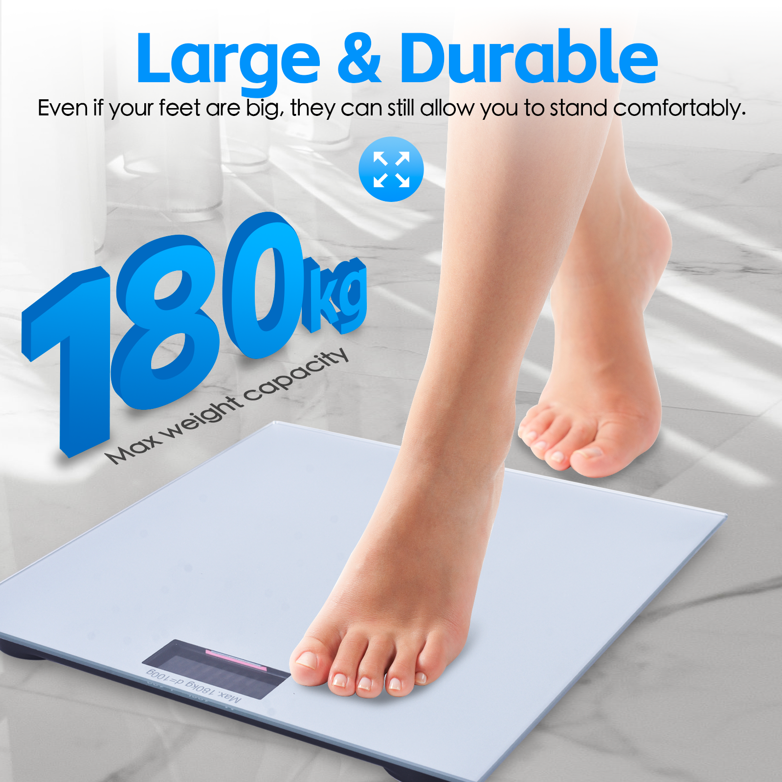 Clevinger Silver Digital Glass Bathroom Scale Max Capacity 180Kg - 07