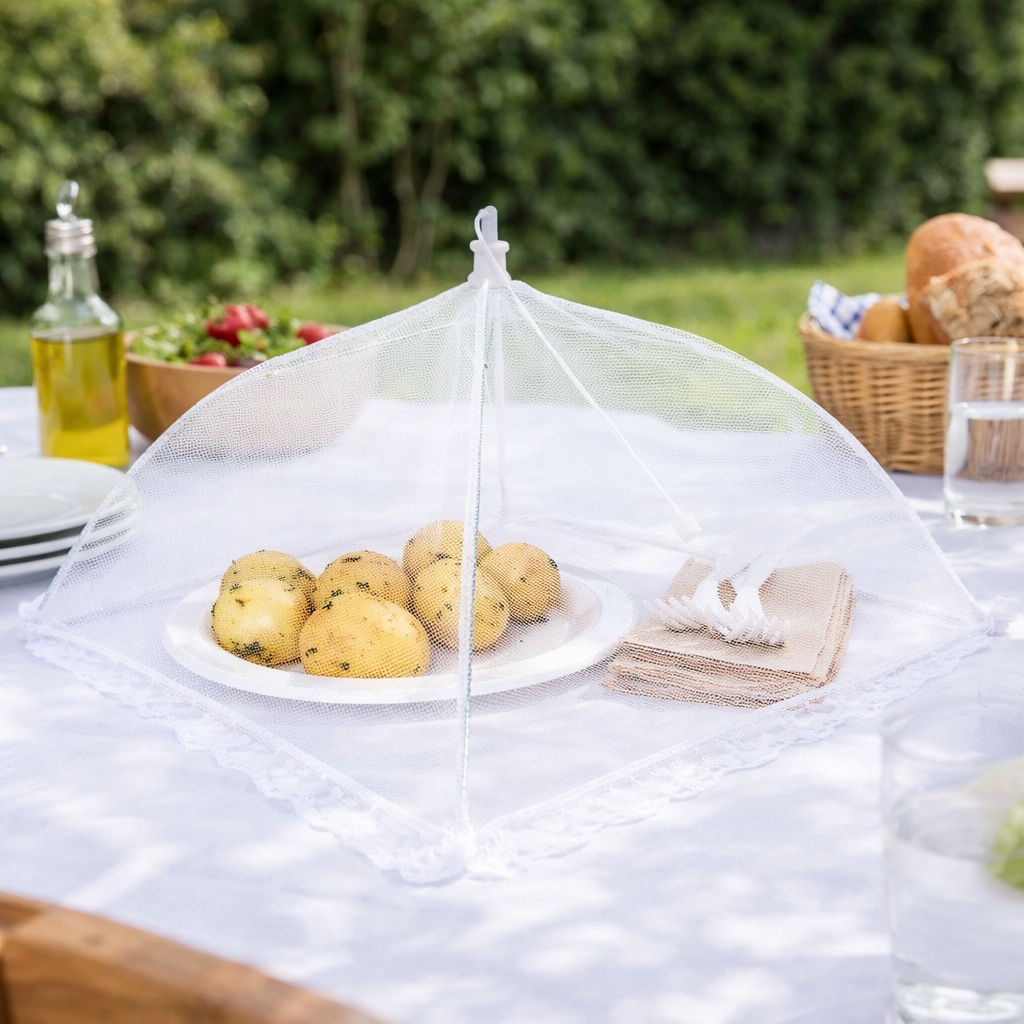43cm Square Pop-up Mesh Food Cover - White