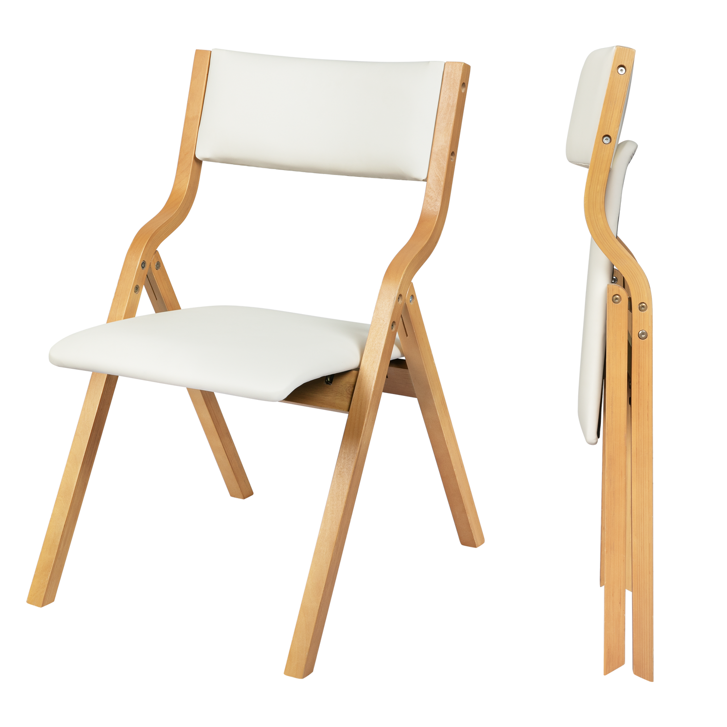 Levede 4x Dining Chairs Foldable PU Beige-1966287369070055432