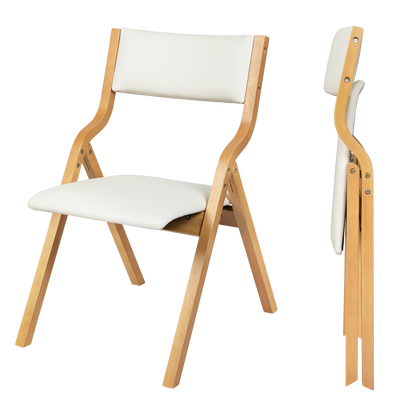 Levede 4x Dining Chairs Foldable PU Beige-1966287369070055432