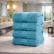 4PCS Cotton Bath Towels 550GSM Set - Blue