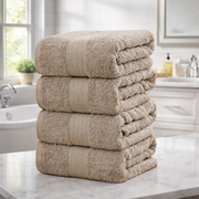 4PCS Premium Cotton Bath Towel 550GSM Set - Sandstone