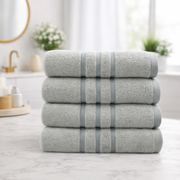 4PCS Premium Cotton Face Towel Set 650gsm - Silver