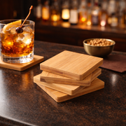 4 Pcs Bamboo Unique Drink Coasters