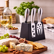 4 Pcs Clevinger Hobson Stainless Steel Cheese Knife Set With Magnetic Block