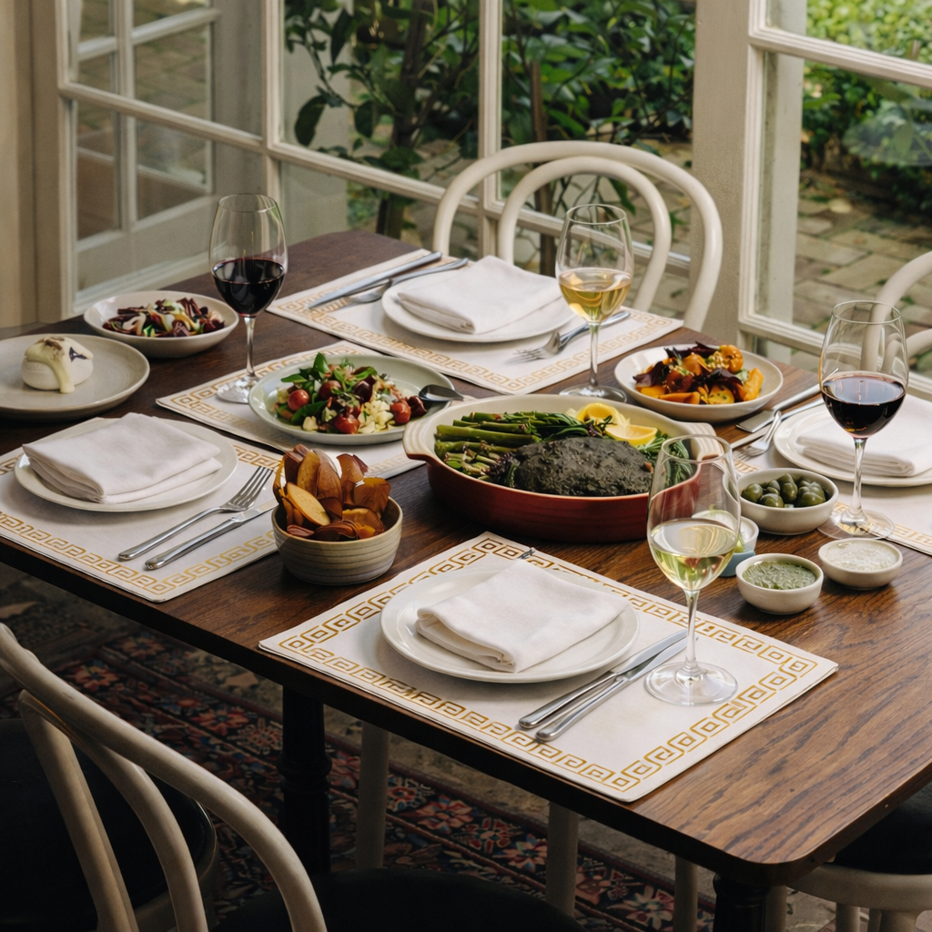 4 Pcs MDF Placemats - Gold Border