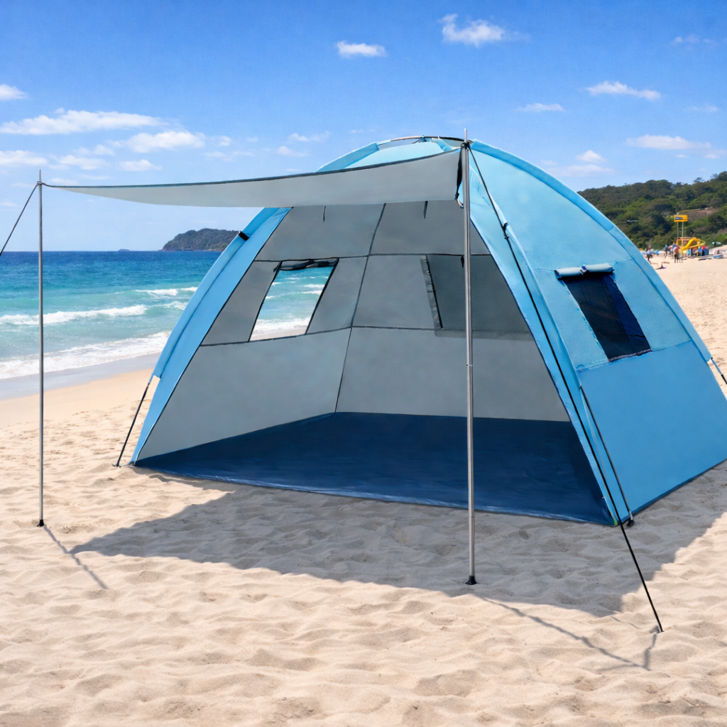4 Person Camping Tent Beach Portable Sun Shade Shelter - Blue