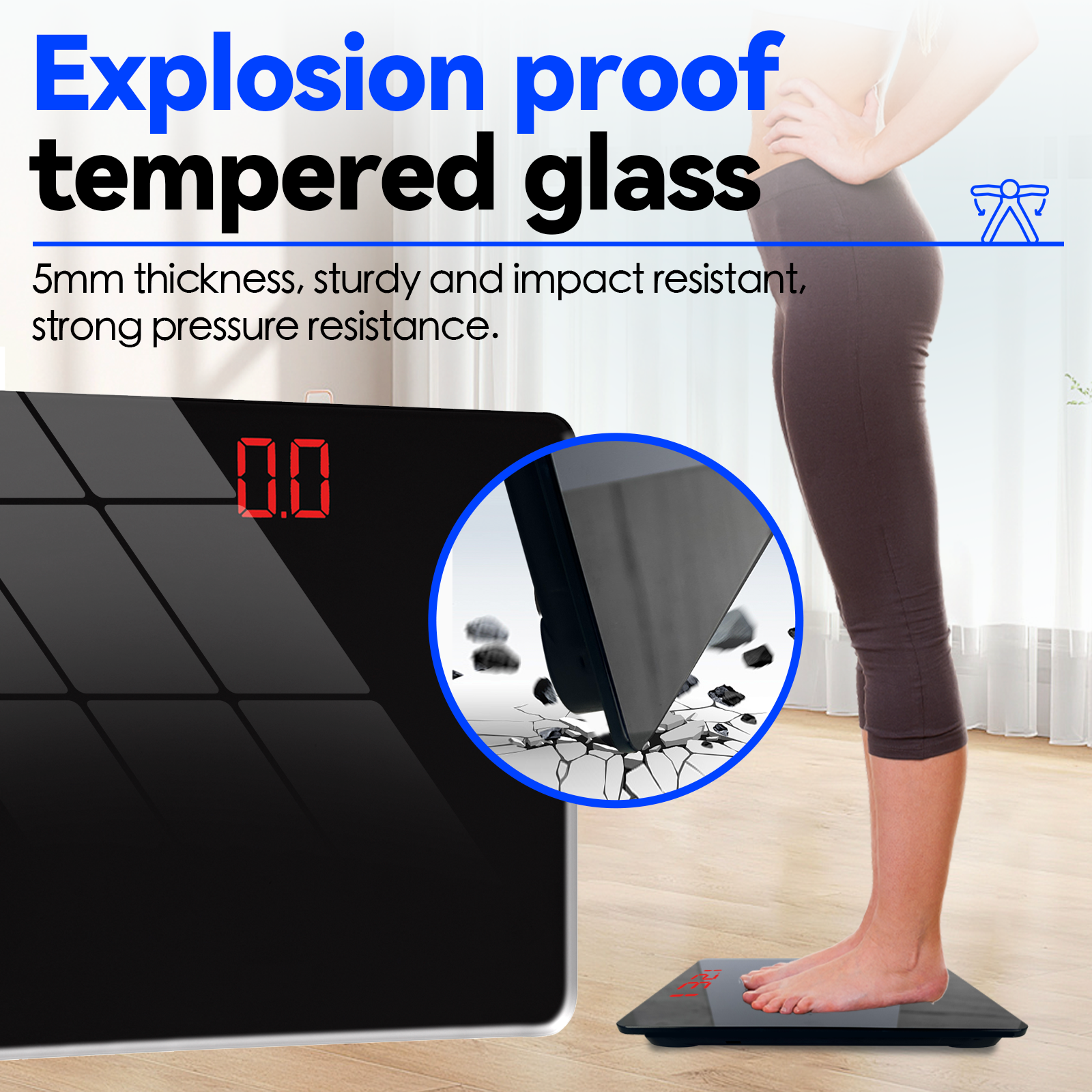 Clevinger Digital Glass Bathroom Scale Max Capacity 180Kg - 04