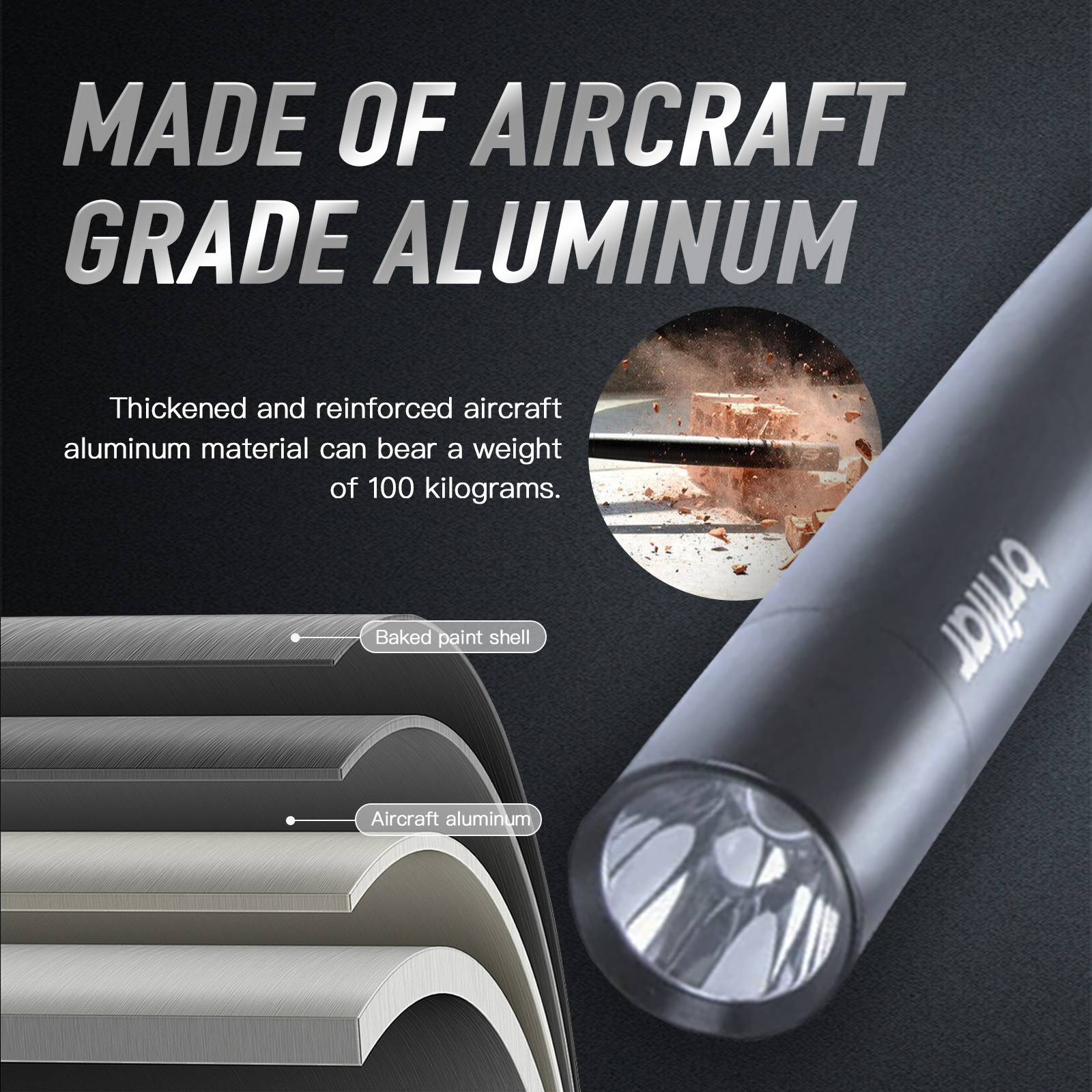 Brillar Aluminium Torch Gunmetal - 02