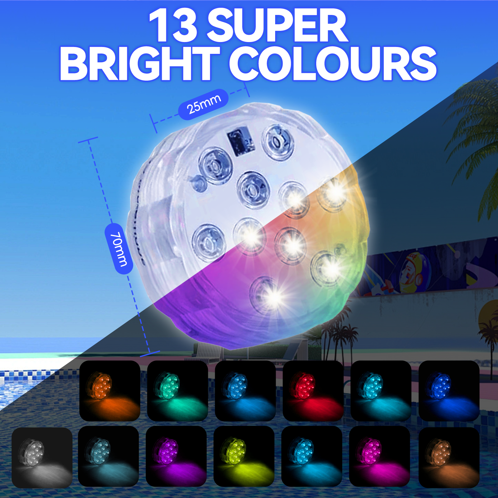 2 Pcs Lazy Dayz 13 Colors Led Remote Pool Light - 02
