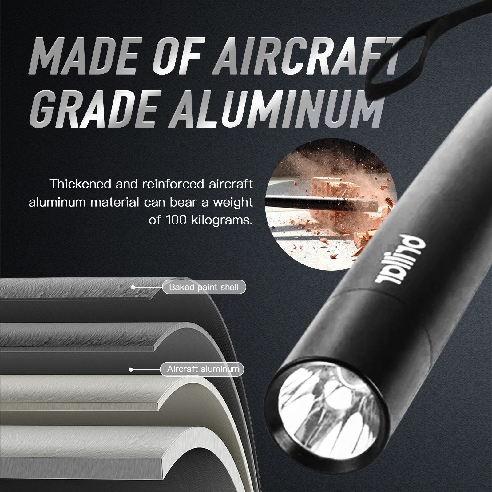 Brillar Aluminium Long Torch Black - 03