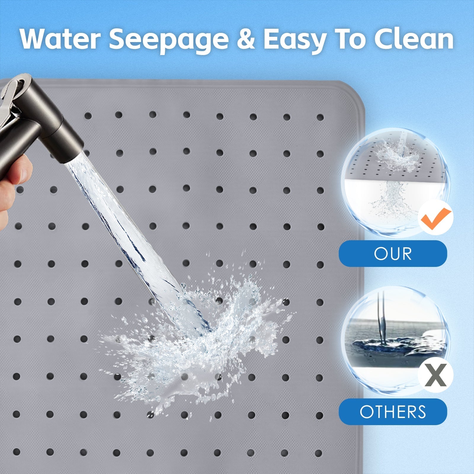 2 Pcs 7040 Cm Antislip Grip Shower Mat Quickdry Bath Mat With 100 Suction Cups - 05