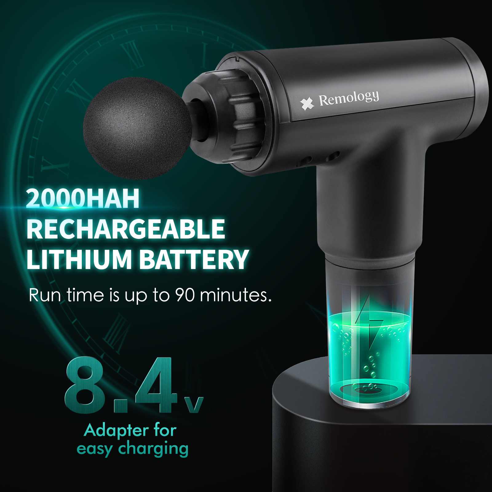 Remology Impact Therapy Percussive Massage Gun Includes 4 Heads - 04