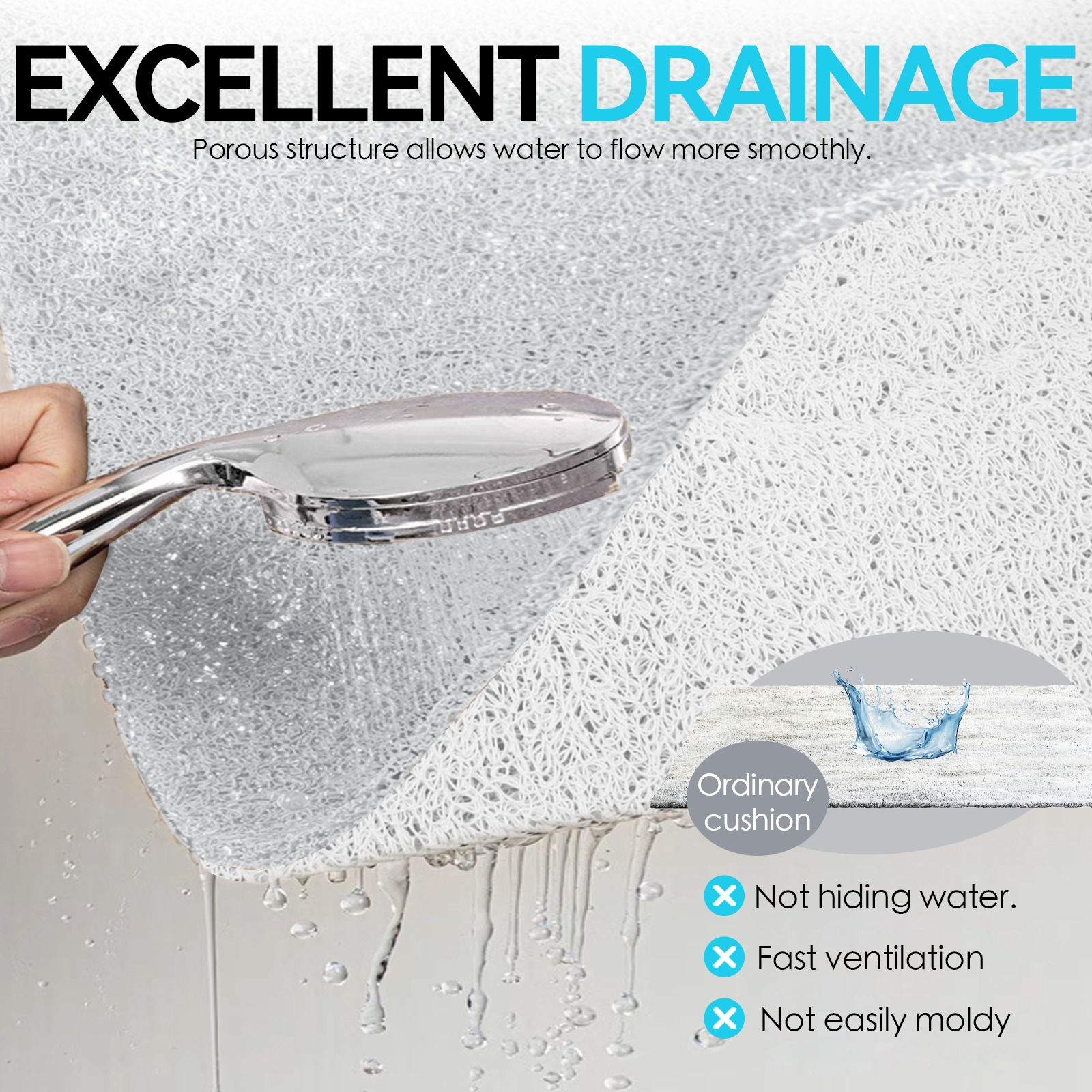 2 Pcs Premium Non Slip Loofah Shower Mat Bathroom Safe 75 X 44 Cm - 12