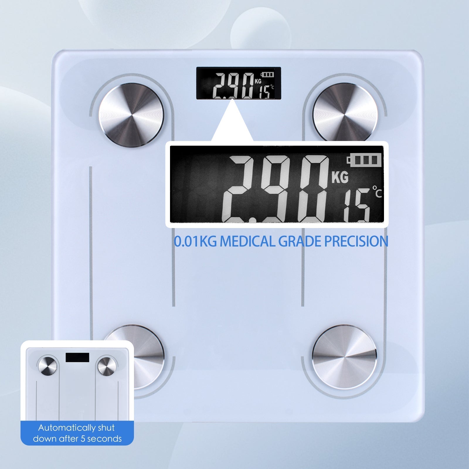 Clevinger Bluetooth Smart Digital Glass Bathroom Scale Max Capacity 180Kg - 06