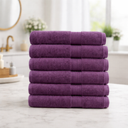 500GSM Cotton Face Towels 6PCS Set - Aubergine (Purple)