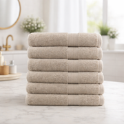 500GSM Cotton Face Towels 6PCS Set - Beige