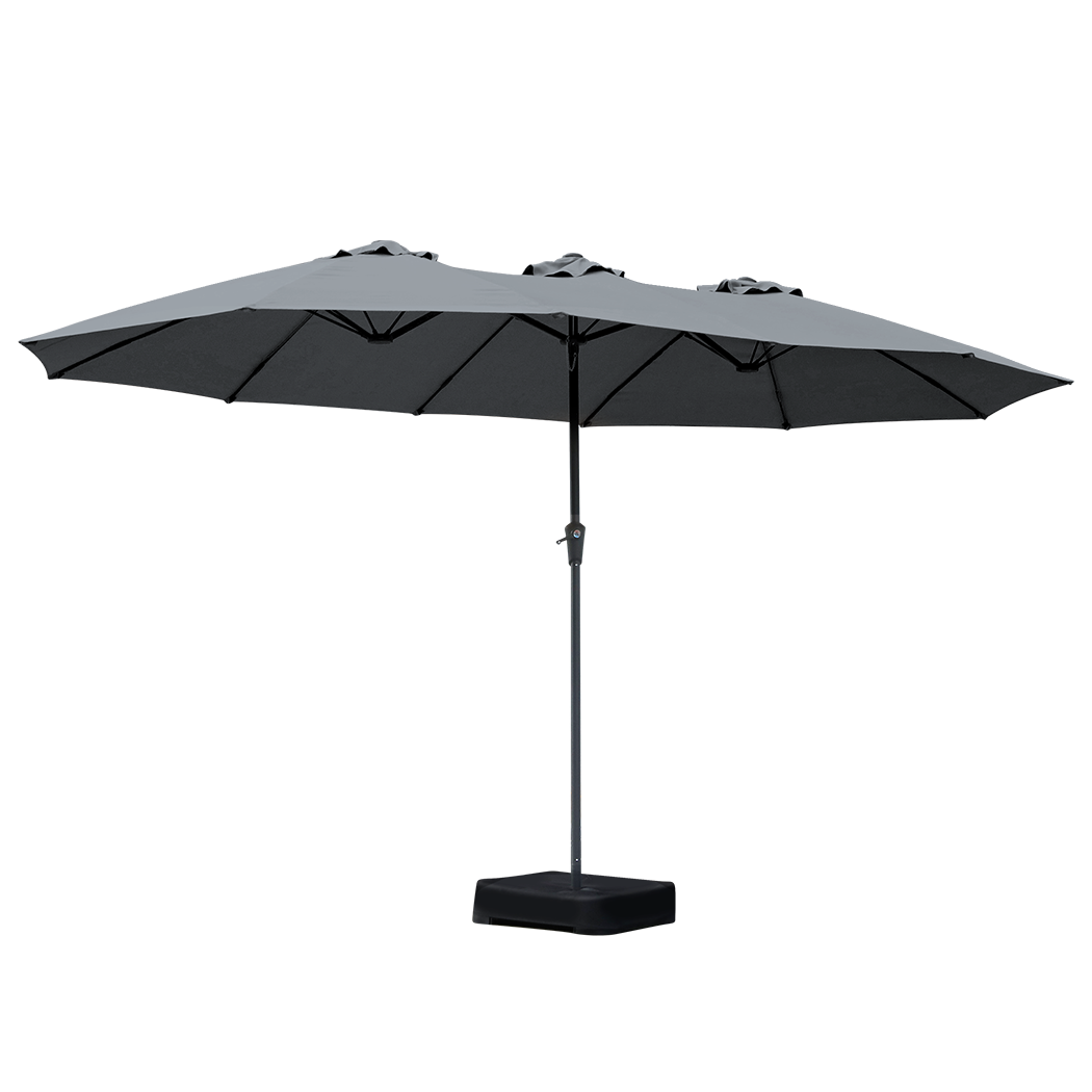 Centra 4.5M Double-sided Patio Umbrella Outdoor Umbrella Base Stand Grey-2018816843556458504