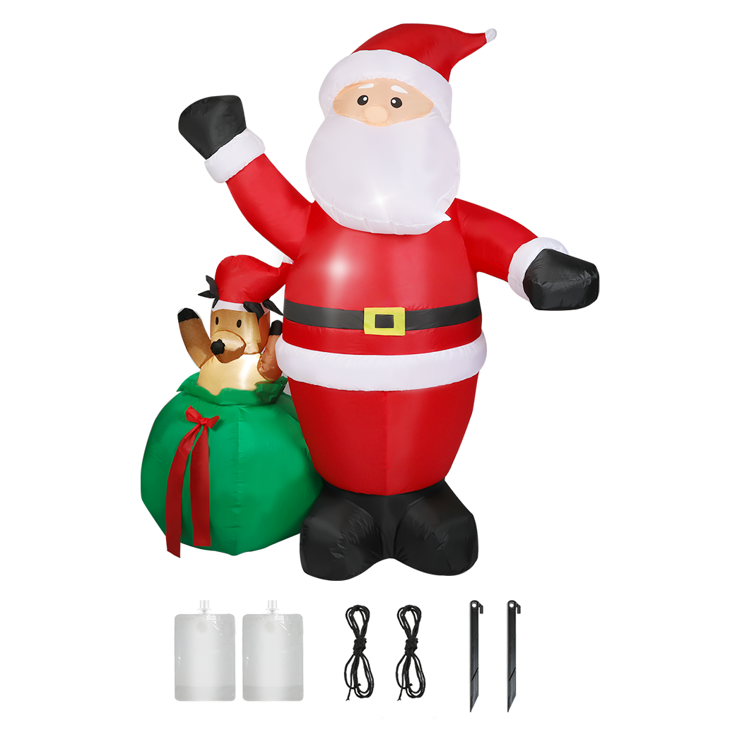 Santaco Christmas Inflatable Outdoor Santa Claus Elk 2.2M Xmas Decoration Light-1952534168298721288