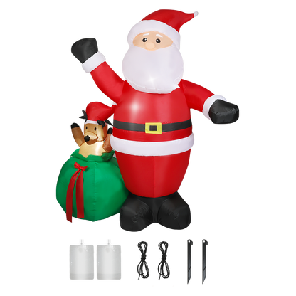 Santaco Christmas Inflatable Outdoor Santa Claus Elk 2.2M Xmas Decoration Light-1952534168298721288