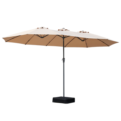 Centra 4.5M Double-sided Patio Umbrella Outdoor Umbrella Base Stand Khaki-1954802422325055496