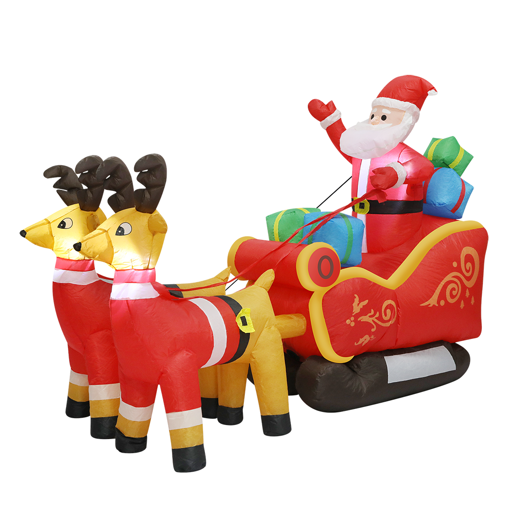 Santaco LED Inflatable Santa Sleigh Reindeer 2.2M-1952534169376657416