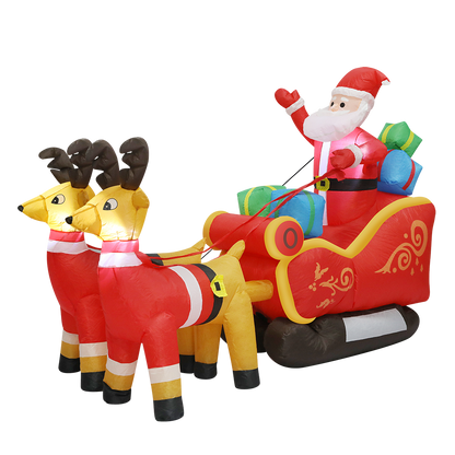 Santaco LED Inflatable Santa Sleigh Reindeer 2.2M-1952534169376657416