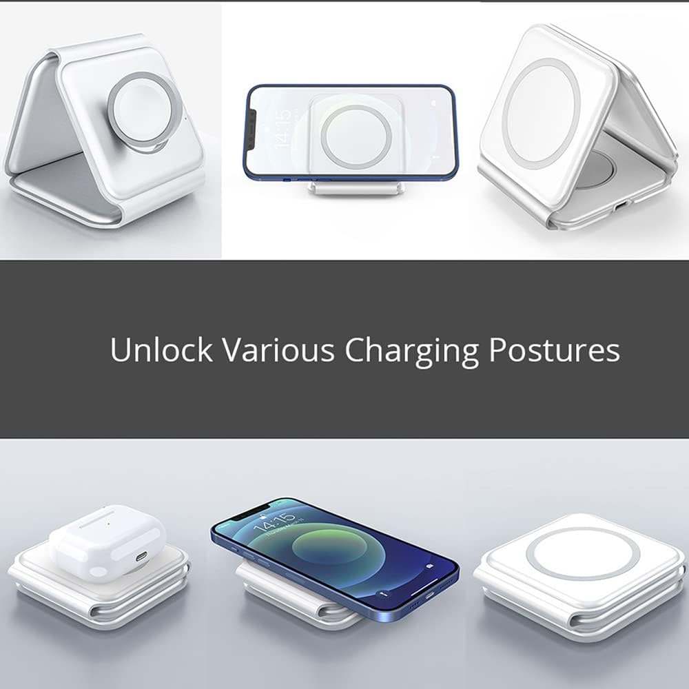 3 In 1 Wireless 15W Qi Fast Charging Foldable Station For Apple Mag Safe - 06