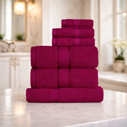 550GSM Fine Cotton Towel 7PCS Set - Burgundy