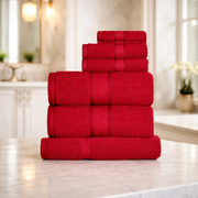 550GSM Fine Cotton Towel 7PCS Set - Red